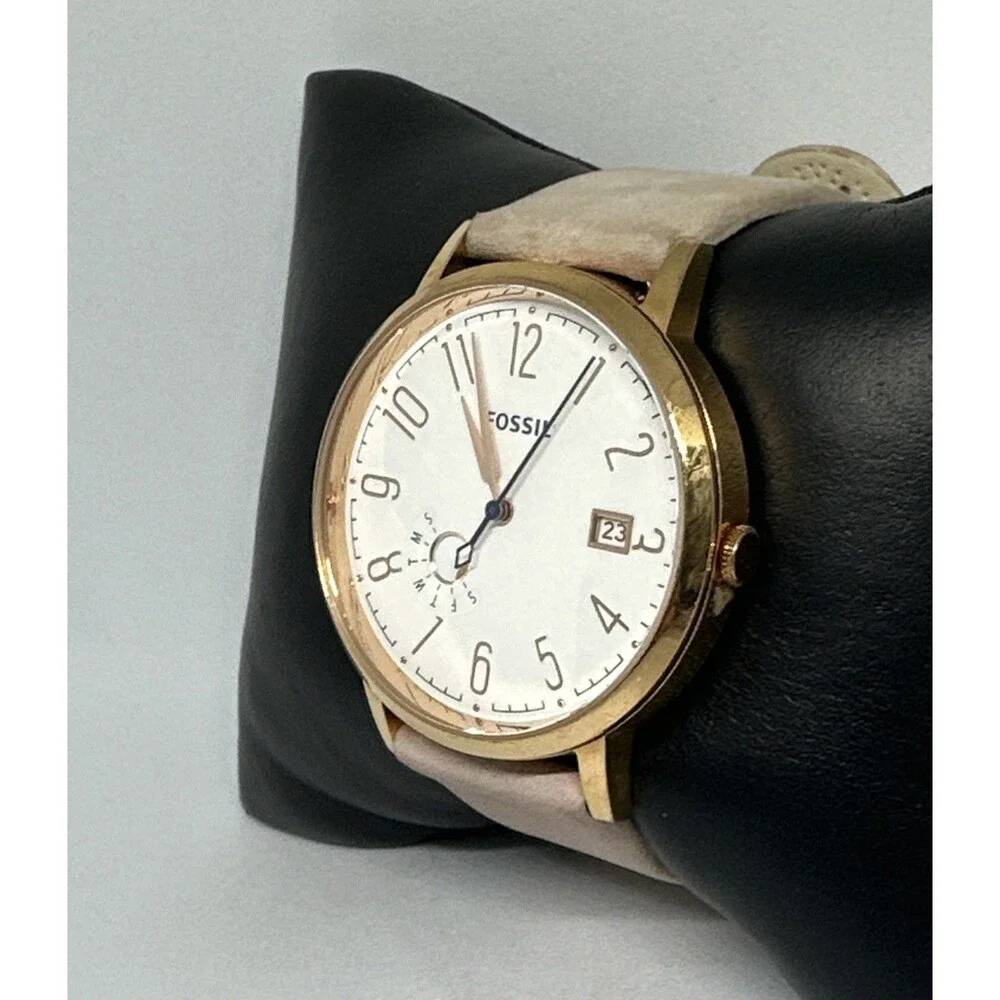 Fossil ES3991 Women Leather Stainless Steel Analog Dial Quartz Wristwatch HME741